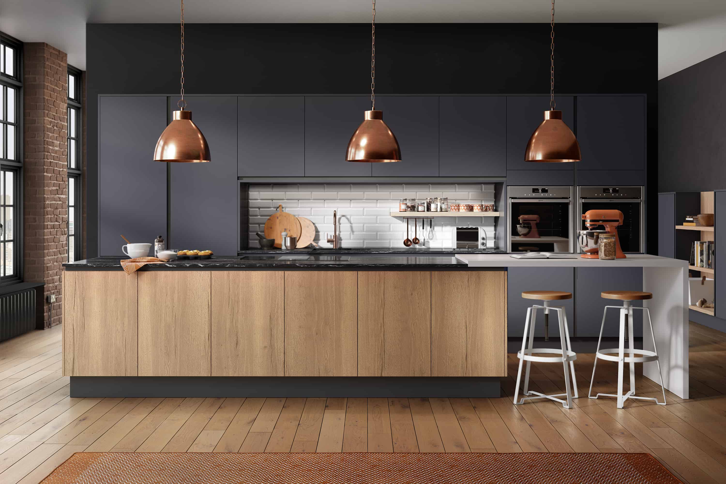 kitchen design idea with dark countertops